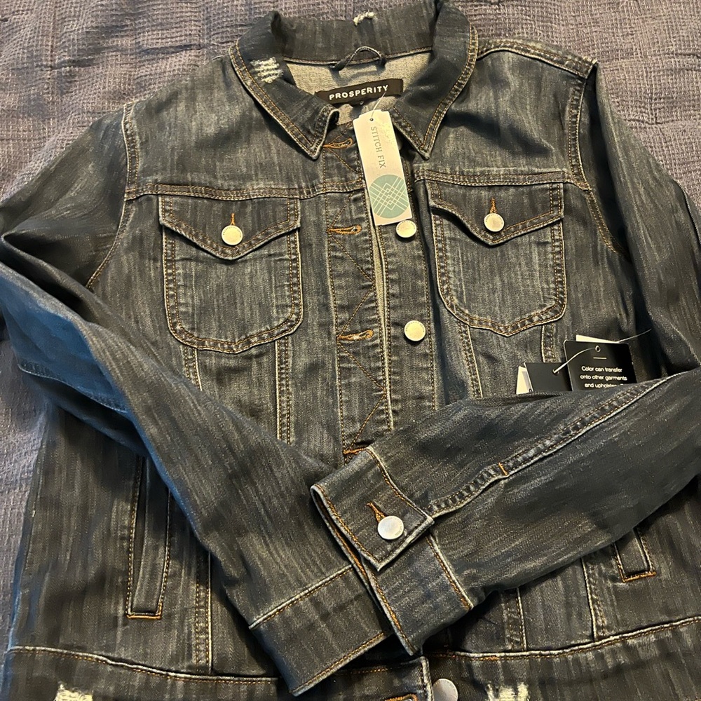 Jean jacket from Stitch fix. Has a little stretch.